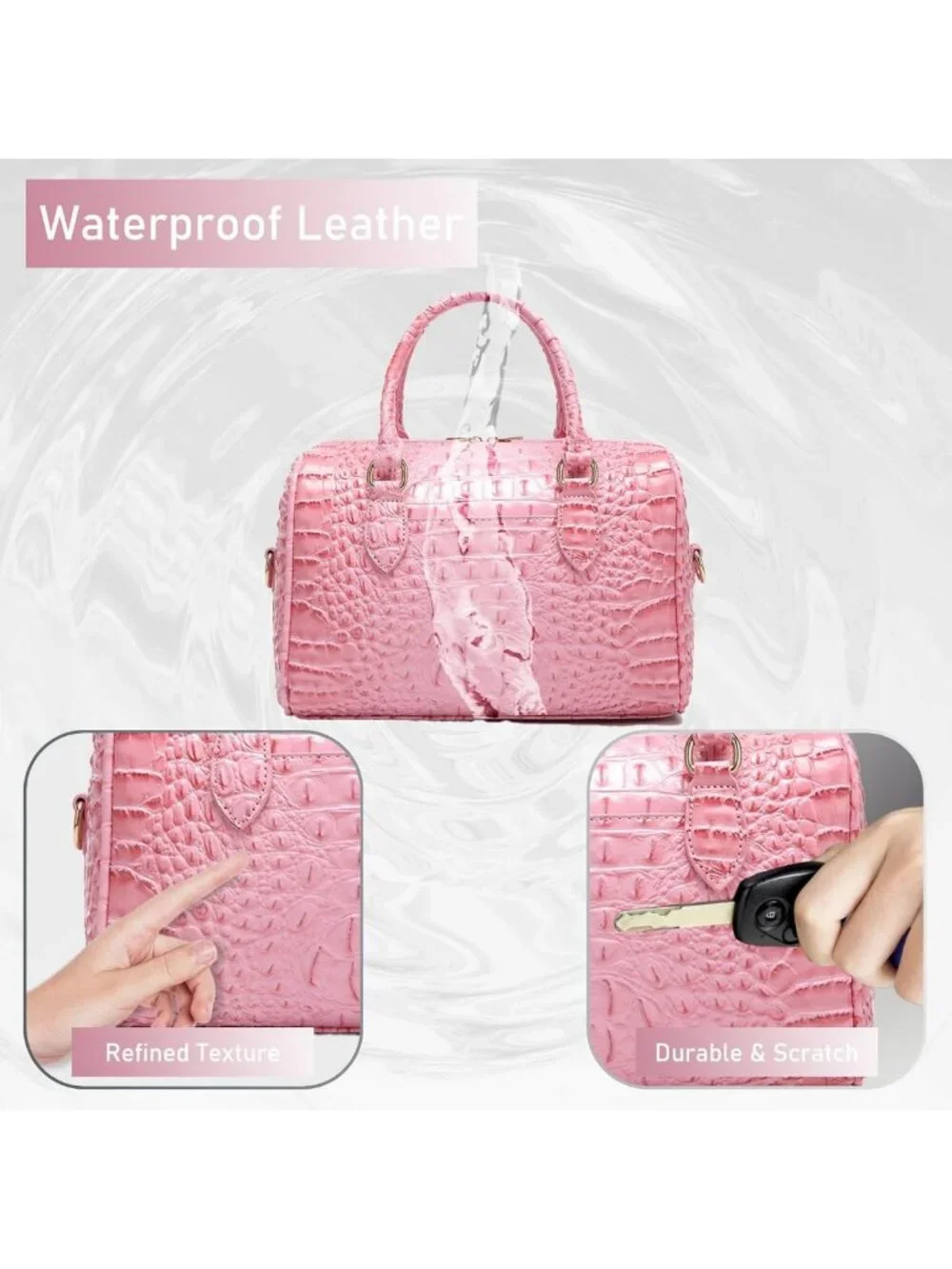 Stylish Crocodile Print Handbag for Women - Top Handle Leather Shoulder Purse